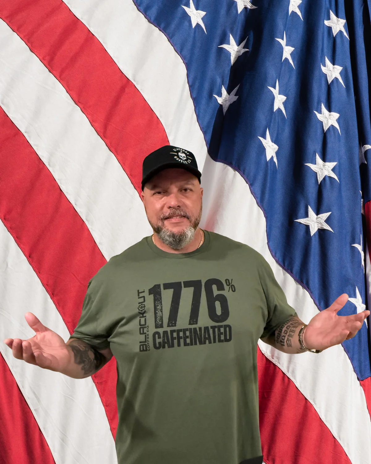 1776% Caffeinated Mili Green T-Shirt - Image 3
