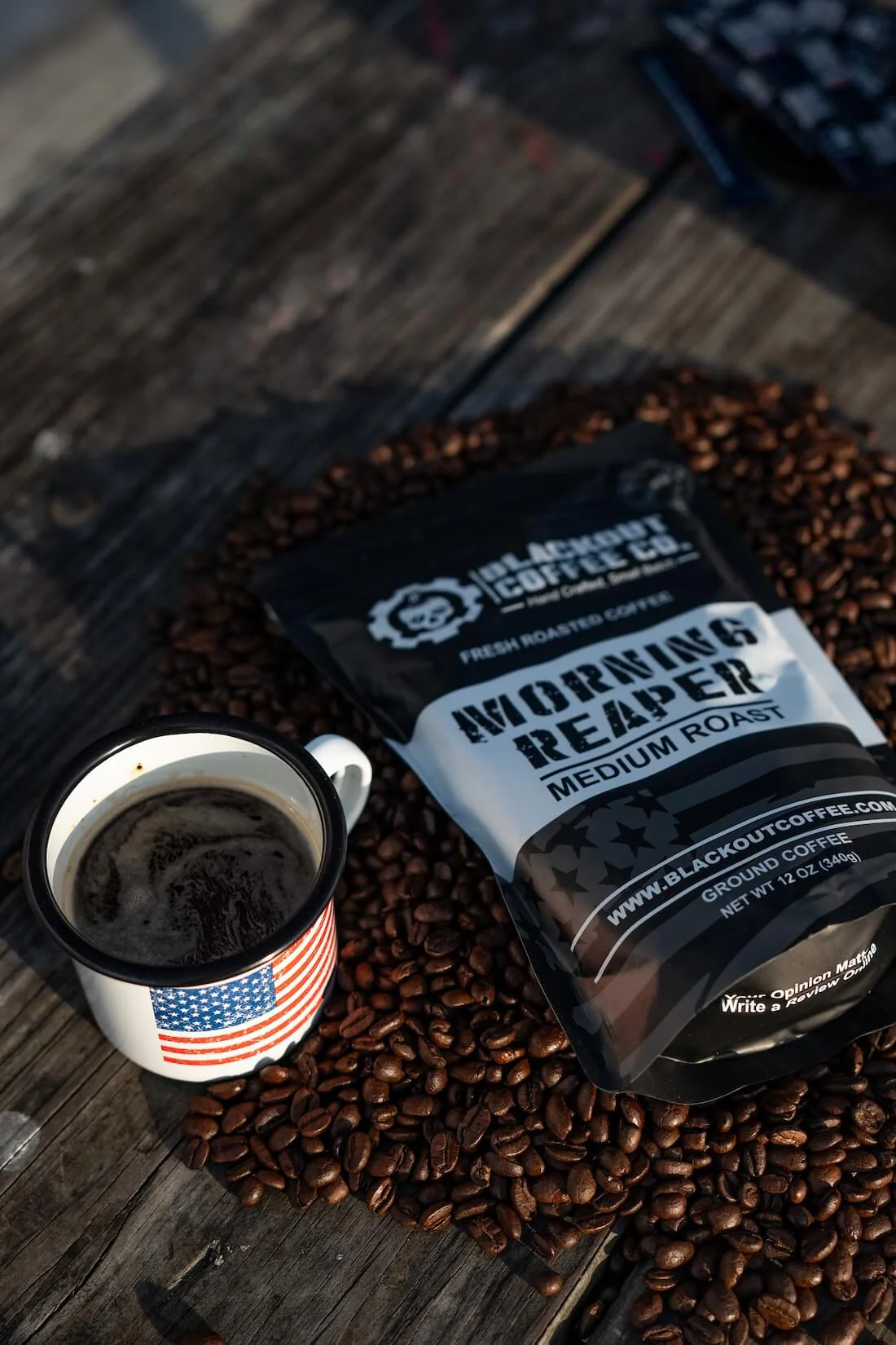 American Flag Camping Enamel Steel Mug 12 oz - Image 2