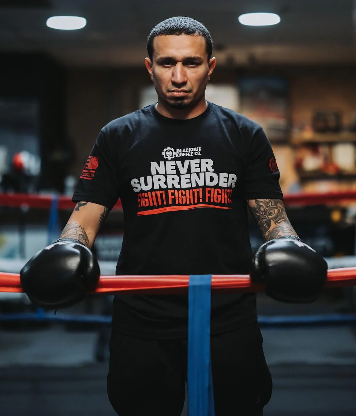 Never Surrender FIGHT Black T-Shirt - Image 3