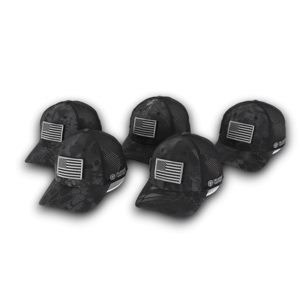PYTHON BLACK CAMO HAT WITH AMERICAN FLAG PATCH - Image 4
